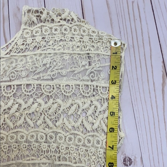 Cream Crochet Open Knit Sheer Blouse - Picture 12 of 14